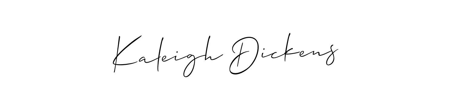 Allison_Script is a professional signature style that is perfect for those who want to add a touch of class to their signature. It is also a great choice for those who want to make their signature more unique. Get Kaleigh Dickens name to fancy signature for free. Kaleigh Dickens signature style 2 images and pictures png