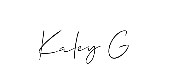 The best way (Allison_Script) to make a short signature is to pick only two or three words in your name. The name Kaley G include a total of six letters. For converting this name. Kaley G signature style 2 images and pictures png