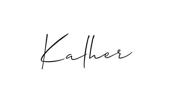 Design your own signature with our free online signature maker. With this signature software, you can create a handwritten (Allison_Script) signature for name Kalher. Kalher signature style 2 images and pictures png