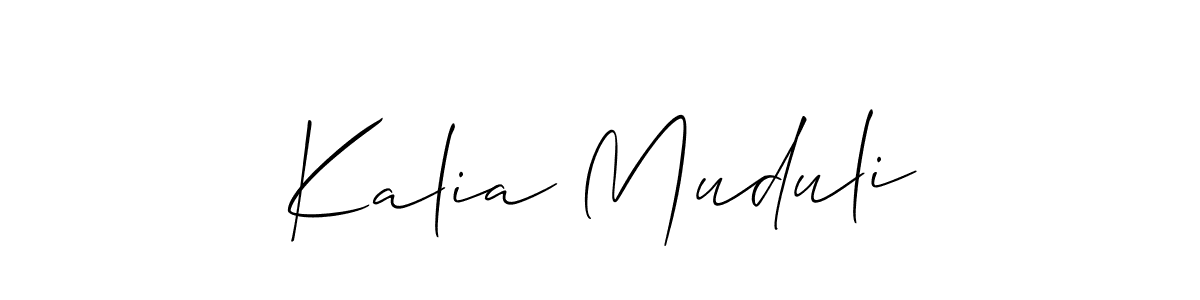 How to make Kalia Muduli name signature. Use Allison_Script style for creating short signs online. This is the latest handwritten sign. Kalia Muduli signature style 2 images and pictures png