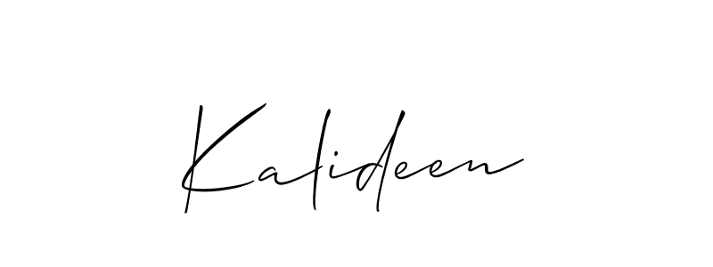 Also You can easily find your signature by using the search form. We will create Kalideen name handwritten signature images for you free of cost using Allison_Script sign style. Kalideen signature style 2 images and pictures png