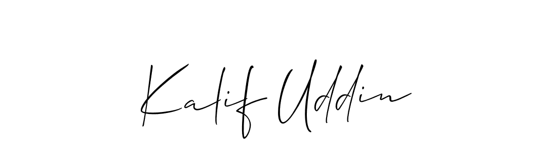 The best way (Allison_Script) to make a short signature is to pick only two or three words in your name. The name Kalif Uddin include a total of six letters. For converting this name. Kalif Uddin signature style 2 images and pictures png