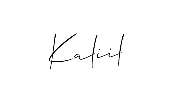 Create a beautiful signature design for name Kaliil. With this signature (Allison_Script) fonts, you can make a handwritten signature for free. Kaliil signature style 2 images and pictures png
