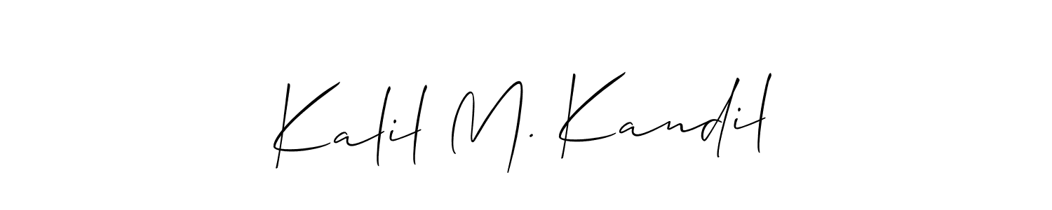 This is the best signature style for the Kalil M. Kandil name. Also you like these signature font (Allison_Script). Mix name signature. Kalil M. Kandil signature style 2 images and pictures png