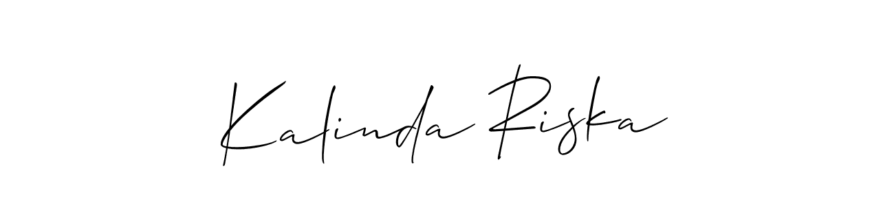 Kalinda Riska stylish signature style. Best Handwritten Sign (Allison_Script) for my name. Handwritten Signature Collection Ideas for my name Kalinda Riska. Kalinda Riska signature style 2 images and pictures png