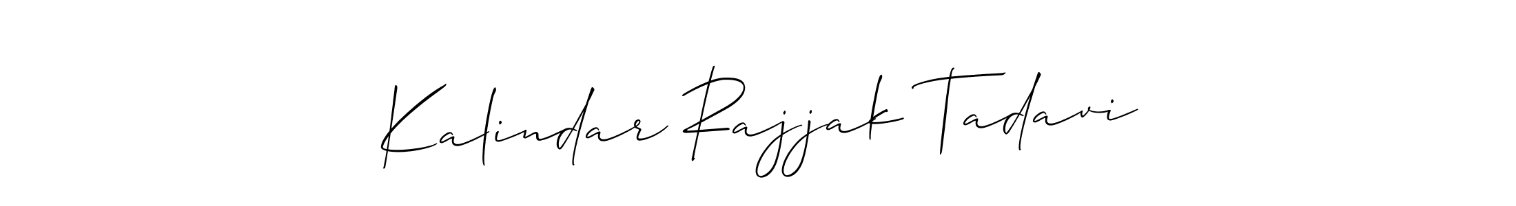 if you are searching for the best signature style for your name Kalindar Rajjak Tadavi. so please give up your signature search. here we have designed multiple signature styles  using Allison_Script. Kalindar Rajjak Tadavi signature style 2 images and pictures png