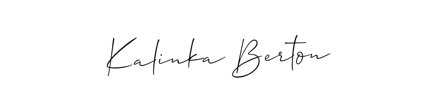 Similarly Allison_Script is the best handwritten signature design. Signature creator online .You can use it as an online autograph creator for name Kalinka Berton. Kalinka Berton signature style 2 images and pictures png