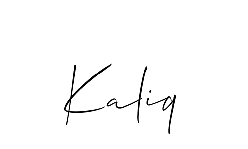 You should practise on your own different ways (Allison_Script) to write your name (Kaliq) in signature. don't let someone else do it for you. Kaliq signature style 2 images and pictures png