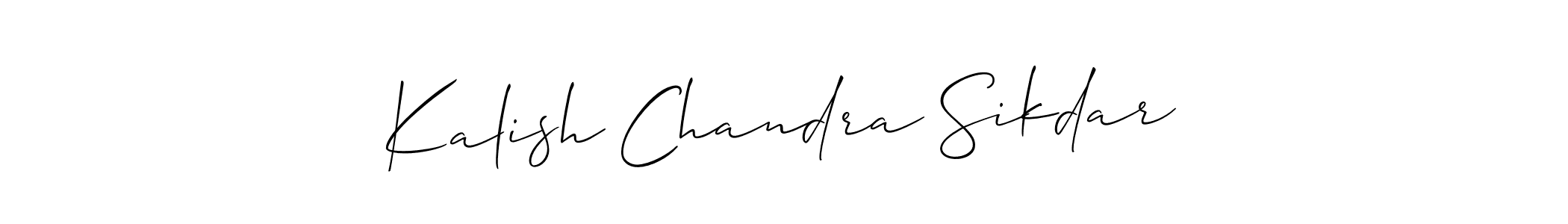 The best way (Allison_Script) to make a short signature is to pick only two or three words in your name. The name Kalish Chandra Sikdar include a total of six letters. For converting this name. Kalish Chandra Sikdar signature style 2 images and pictures png