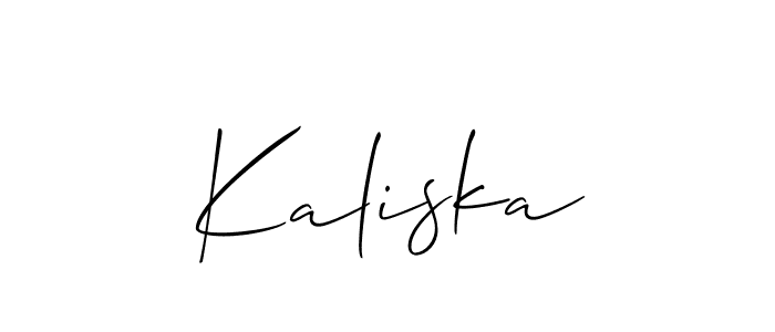 Allison_Script is a professional signature style that is perfect for those who want to add a touch of class to their signature. It is also a great choice for those who want to make their signature more unique. Get Kaliska name to fancy signature for free. Kaliska signature style 2 images and pictures png