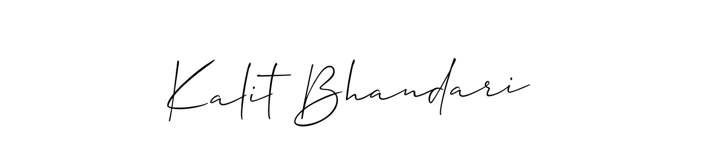 if you are searching for the best signature style for your name Kalit Bhandari. so please give up your signature search. here we have designed multiple signature styles  using Allison_Script. Kalit Bhandari signature style 2 images and pictures png