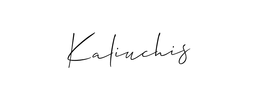 Make a beautiful signature design for name Kaliuchis. With this signature (Allison_Script) style, you can create a handwritten signature for free. Kaliuchis signature style 2 images and pictures png