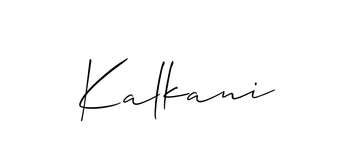 Design your own signature with our free online signature maker. With this signature software, you can create a handwritten (Allison_Script) signature for name Kalkani. Kalkani signature style 2 images and pictures png