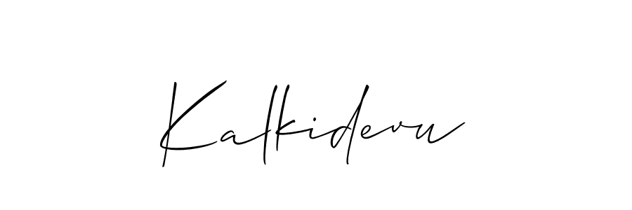 Use a signature maker to create a handwritten signature online. With this signature software, you can design (Allison_Script) your own signature for name Kalkidevu. Kalkidevu signature style 2 images and pictures png