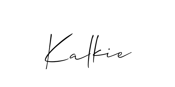 It looks lik you need a new signature style for name Kalkie. Design unique handwritten (Allison_Script) signature with our free signature maker in just a few clicks. Kalkie signature style 2 images and pictures png