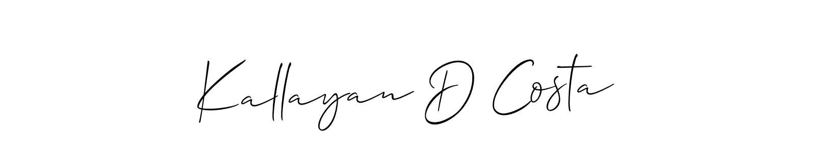 How to make Kallayan D Costa name signature. Use Allison_Script style for creating short signs online. This is the latest handwritten sign. Kallayan D Costa signature style 2 images and pictures png