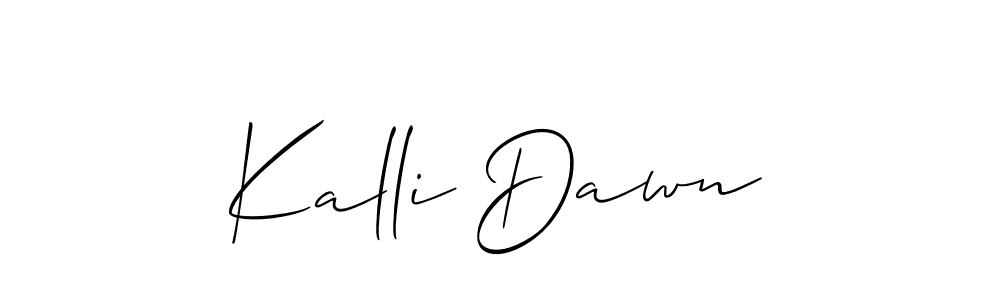 Use a signature maker to create a handwritten signature online. With this signature software, you can design (Allison_Script) your own signature for name Kalli Dawn. Kalli Dawn signature style 2 images and pictures png