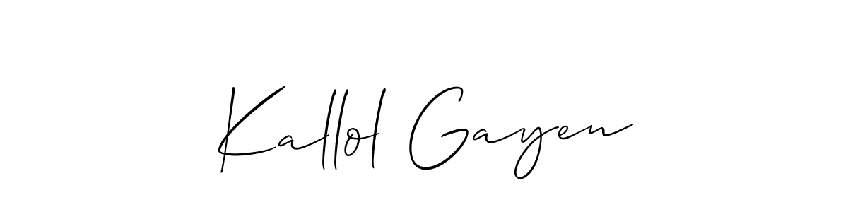 Also You can easily find your signature by using the search form. We will create Kallol Gayen name handwritten signature images for you free of cost using Allison_Script sign style. Kallol Gayen signature style 2 images and pictures png