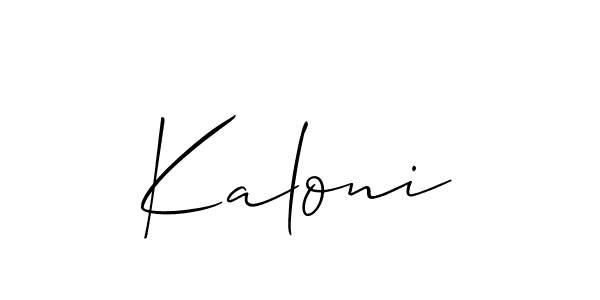 Make a beautiful signature design for name Kaloni. With this signature (Allison_Script) style, you can create a handwritten signature for free. Kaloni signature style 2 images and pictures png