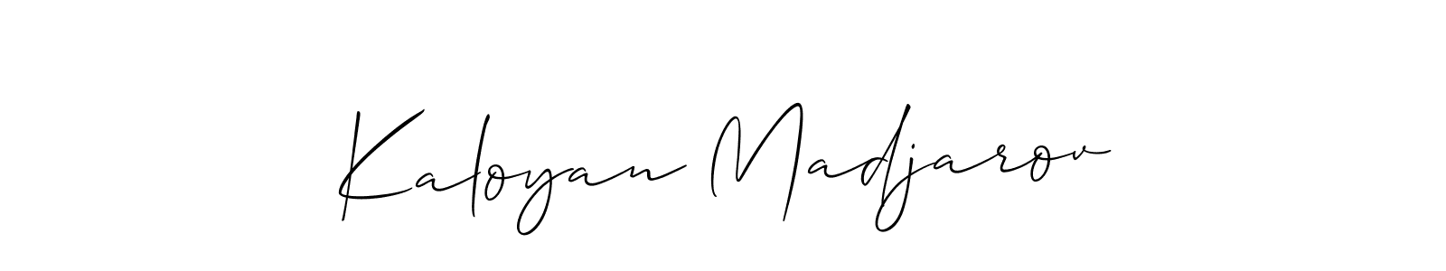 How to make Kaloyan Madjarov name signature. Use Allison_Script style for creating short signs online. This is the latest handwritten sign. Kaloyan Madjarov signature style 2 images and pictures png
