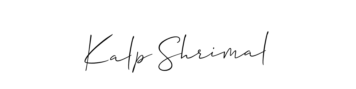 Also You can easily find your signature by using the search form. We will create Kalp Shrimal name handwritten signature images for you free of cost using Allison_Script sign style. Kalp Shrimal signature style 2 images and pictures png