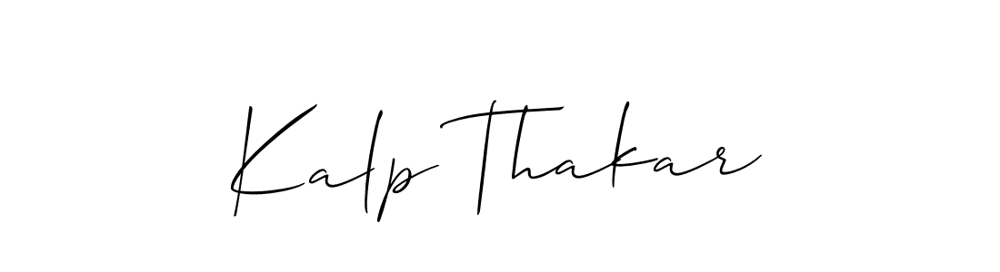 Use a signature maker to create a handwritten signature online. With this signature software, you can design (Allison_Script) your own signature for name Kalp Thakar. Kalp Thakar signature style 2 images and pictures png