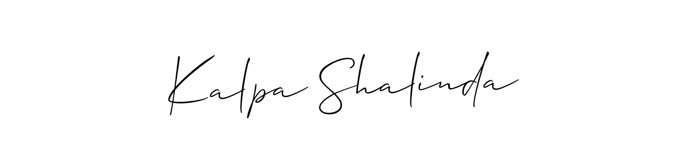 How to make Kalpa Shalinda name signature. Use Allison_Script style for creating short signs online. This is the latest handwritten sign. Kalpa Shalinda signature style 2 images and pictures png