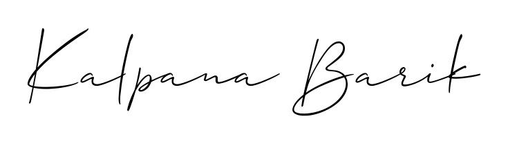 A stylish, flowing autograph style designed for name Kalpana Barik using Allison_Script typography. Perfect for digital creative projects. Kalpana Barik signature style 2 images and pictures png