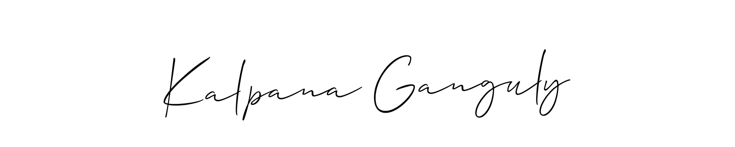 Allison_Script is a professional signature style that is perfect for those who want to add a touch of class to their signature. It is also a great choice for those who want to make their signature more unique. Get Kalpana Ganguly name to fancy signature for free. Kalpana Ganguly signature style 2 images and pictures png