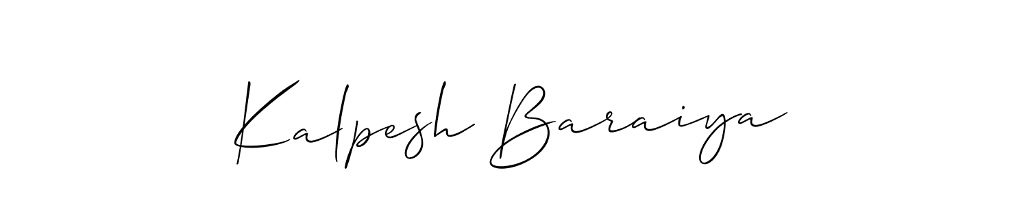 How to make Kalpesh Baraiya name signature. Use Allison_Script style for creating short signs online. This is the latest handwritten sign. Kalpesh Baraiya signature style 2 images and pictures png