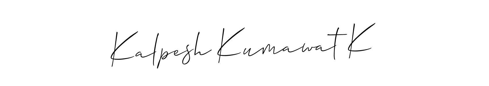 You should practise on your own different ways (Allison_Script) to write your name (Kalpesh Kumawat K) in signature. don't let someone else do it for you. Kalpesh Kumawat K signature style 2 images and pictures png