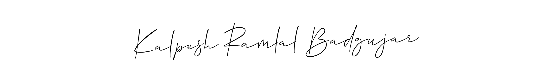 You should practise on your own different ways (Allison_Script) to write your name (Kalpesh Ramlal Badgujar) in signature. don't let someone else do it for you. Kalpesh Ramlal Badgujar signature style 2 images and pictures png