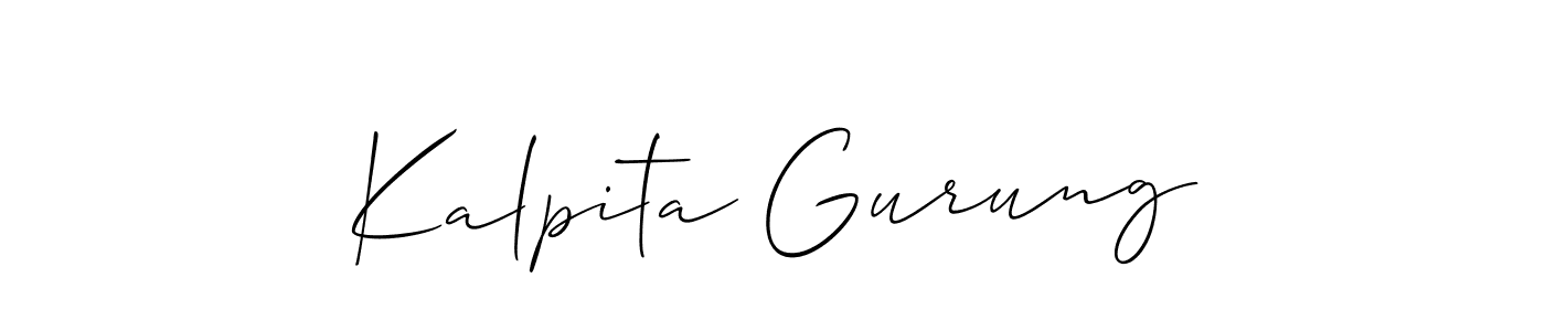 This is the best signature style for the Kalpita Gurung name. Also you like these signature font (Allison_Script). Mix name signature. Kalpita Gurung signature style 2 images and pictures png
