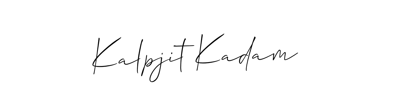 Allison_Script is a professional signature style that is perfect for those who want to add a touch of class to their signature. It is also a great choice for those who want to make their signature more unique. Get Kalpjit Kadam name to fancy signature for free. Kalpjit Kadam signature style 2 images and pictures png