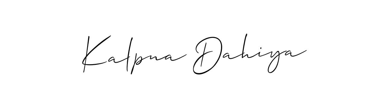 Also You can easily find your signature by using the search form. We will create Kalpna Dahiya name handwritten signature images for you free of cost using Allison_Script sign style. Kalpna Dahiya signature style 2 images and pictures png