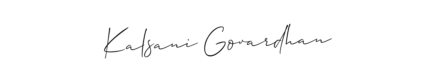 Make a beautiful signature design for name Kalsani Govardhan. With this signature (Allison_Script) style, you can create a handwritten signature for free. Kalsani Govardhan signature style 2 images and pictures png