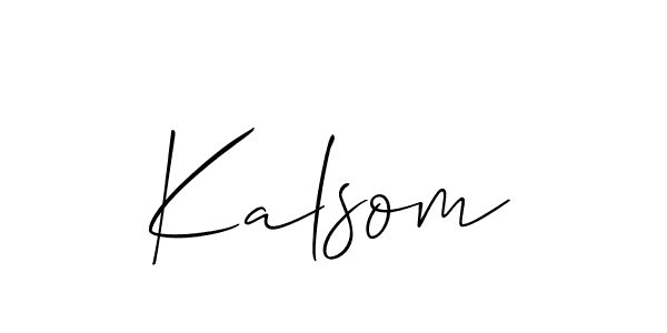 The best way (Allison_Script) to make a short signature is to pick only two or three words in your name. The name Kalsom include a total of six letters. For converting this name. Kalsom signature style 2 images and pictures png