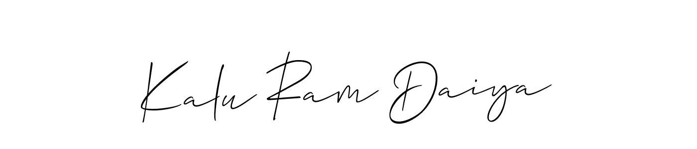 This is the best signature style for the Kalu Ram Daiya name. Also you like these signature font (Allison_Script). Mix name signature. Kalu Ram Daiya signature style 2 images and pictures png