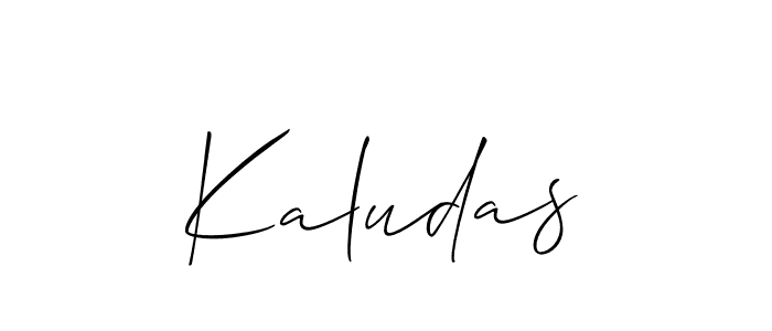 Make a beautiful signature design for name Kaludas. With this signature (Allison_Script) style, you can create a handwritten signature for free. Kaludas signature style 2 images and pictures png