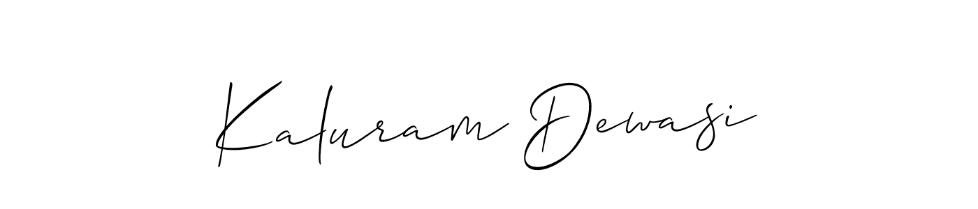 The best way (Allison_Script) to make a short signature is to pick only two or three words in your name. The name Kaluram Dewasi include a total of six letters. For converting this name. Kaluram Dewasi signature style 2 images and pictures png