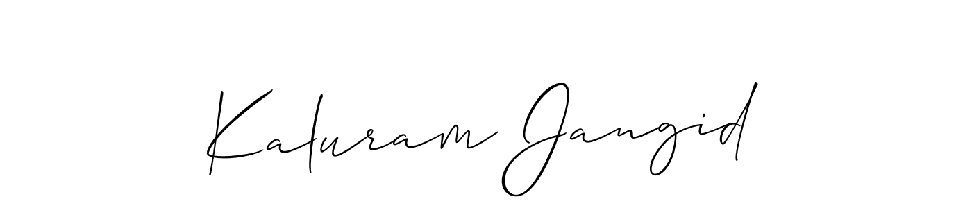 Use a signature maker to create a handwritten signature online. With this signature software, you can design (Allison_Script) your own signature for name Kaluram Jangid. Kaluram Jangid signature style 2 images and pictures png