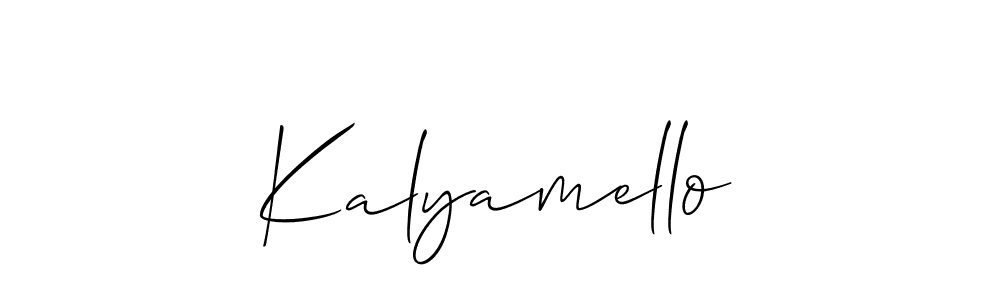 Similarly Allison_Script is the best handwritten signature design. Signature creator online .You can use it as an online autograph creator for name Kalyamello. Kalyamello signature style 2 images and pictures png