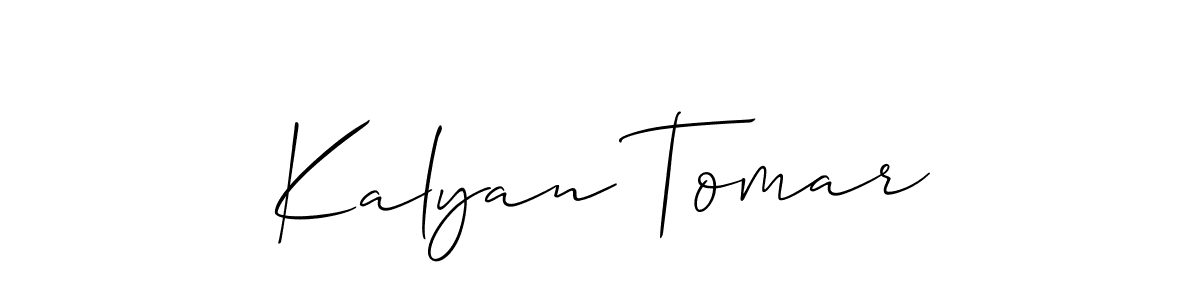 Create a beautiful signature design for name Kalyan Tomar. With this signature (Allison_Script) fonts, you can make a handwritten signature for free. Kalyan Tomar signature style 2 images and pictures png