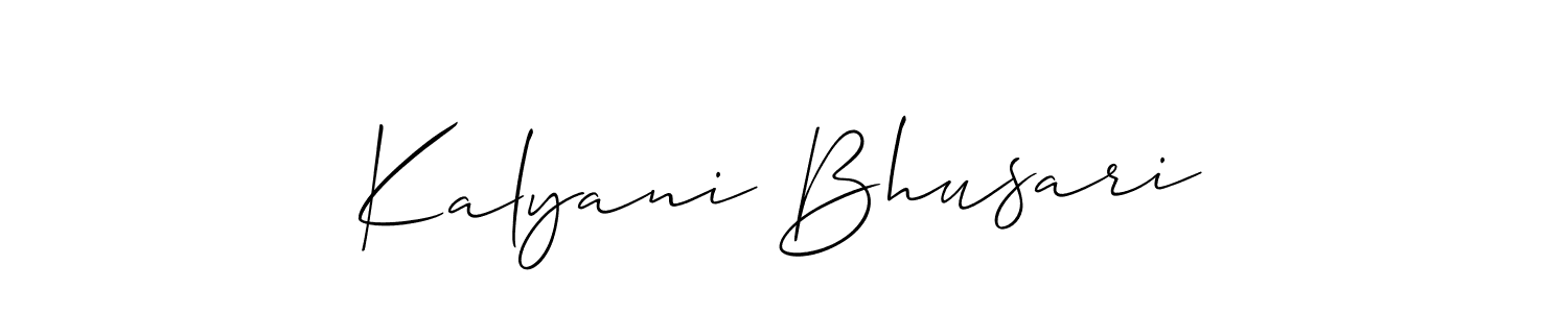 The best way (Allison_Script) to make a short signature is to pick only two or three words in your name. The name Kalyani Bhusari include a total of six letters. For converting this name. Kalyani Bhusari signature style 2 images and pictures png
