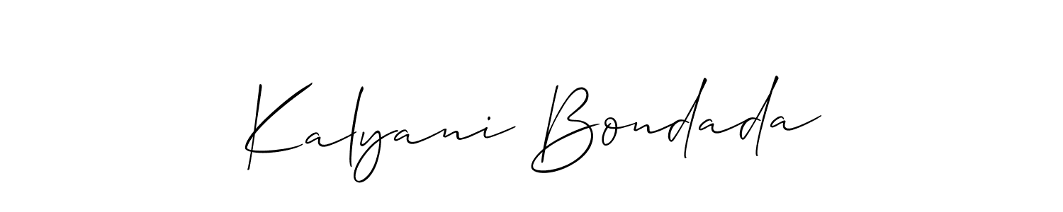 The best way (Allison_Script) to make a short signature is to pick only two or three words in your name. The name Kalyani Bondada include a total of six letters. For converting this name. Kalyani Bondada signature style 2 images and pictures png