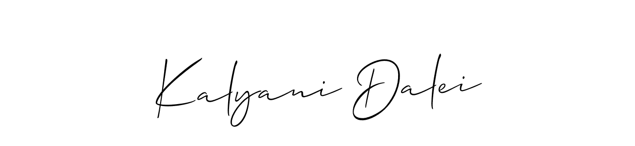 It looks lik you need a new signature style for name Kalyani Dalei. Design unique handwritten (Allison_Script) signature with our free signature maker in just a few clicks. Kalyani Dalei signature style 2 images and pictures png