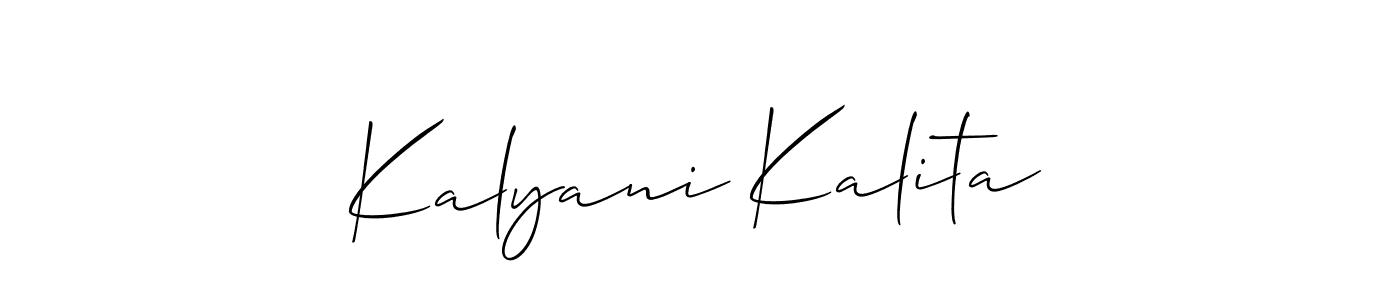 The best way (Allison_Script) to make a short signature is to pick only two or three words in your name. The name Kalyani Kalita include a total of six letters. For converting this name. Kalyani Kalita signature style 2 images and pictures png