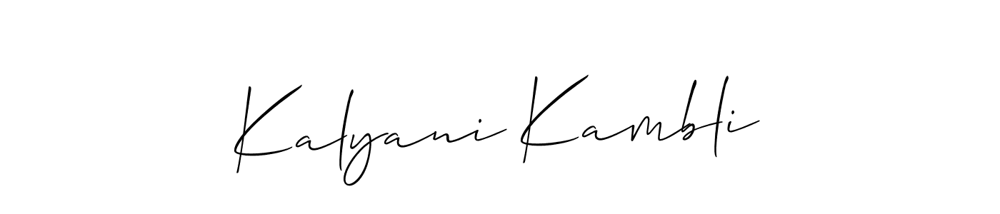 The best way (Allison_Script) to make a short signature is to pick only two or three words in your name. The name Kalyani Kambli include a total of six letters. For converting this name. Kalyani Kambli signature style 2 images and pictures png