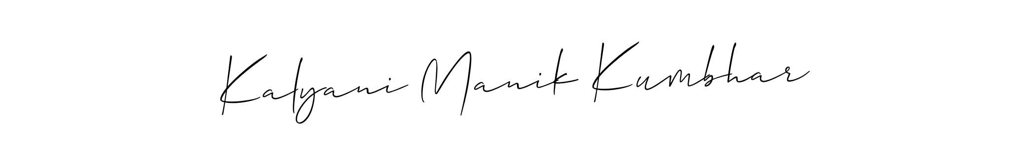 Also we have Kalyani Manik Kumbhar name is the best signature style. Create professional handwritten signature collection using Allison_Script autograph style. Kalyani Manik Kumbhar signature style 2 images and pictures png