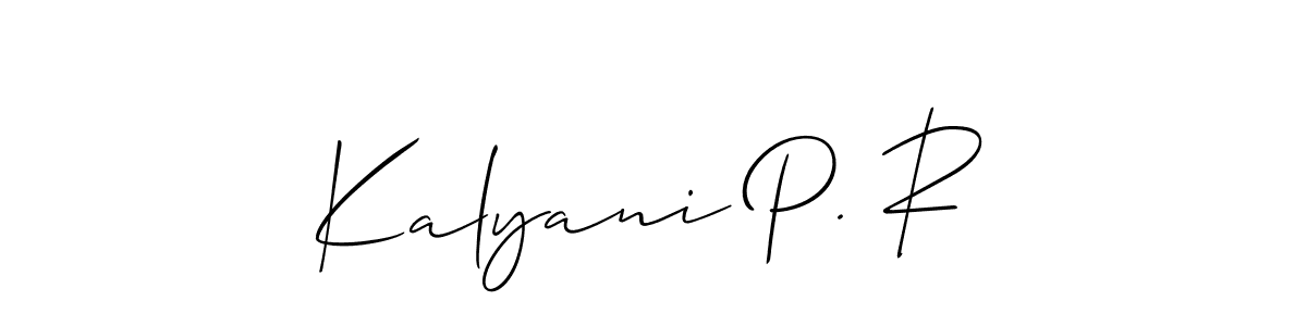 Create a beautiful signature design for name Kalyani P. R. With this signature (Allison_Script) fonts, you can make a handwritten signature for free. Kalyani P. R signature style 2 images and pictures png